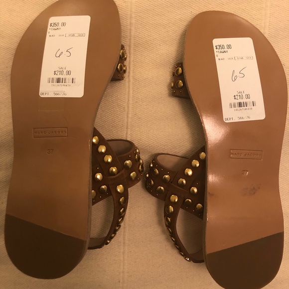 Marc Jacobs Brown Leather Stud Sandal SZ 6.5 - Picture 4 of 4